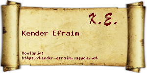 Kender Efraim névjegykártya